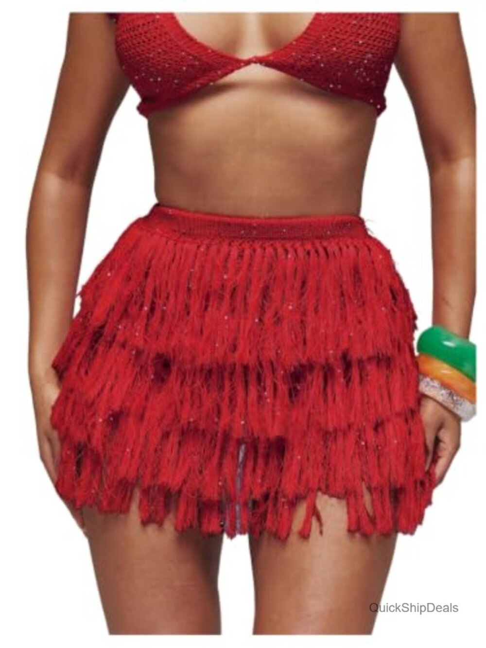 Boho Fringe Crochet Knit Mini Skirt Low Rise Rave Festival